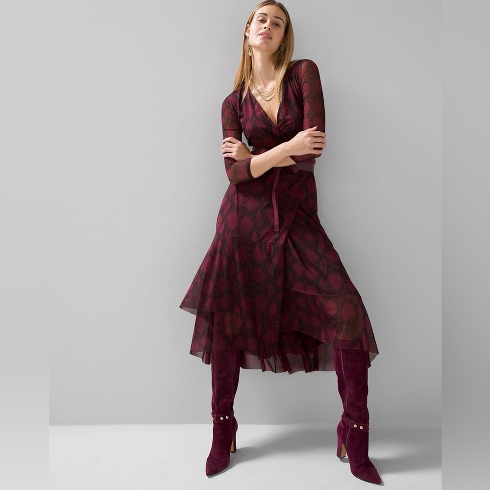 Whbm Python Print Mesh Wrap Dress New W/ Tag Sz 4… - image 1